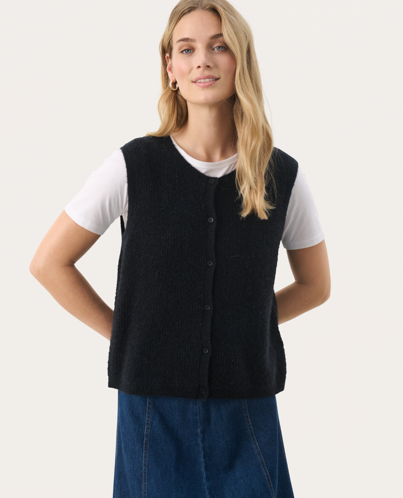 Part Two Pimira Navy Waistcoat Cardigan