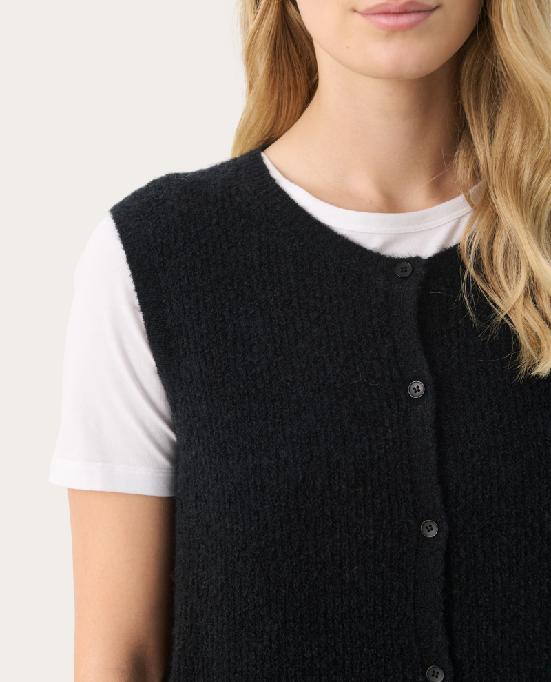 Part Two Pimira Navy Waistcoat Cardigan