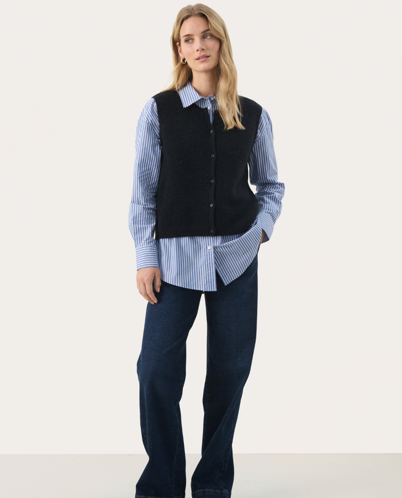 Part Two Pimira Navy Waistcoat Cardigan