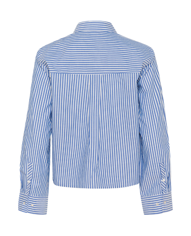 Part Two Pranvera Blue Ruffle Shirt