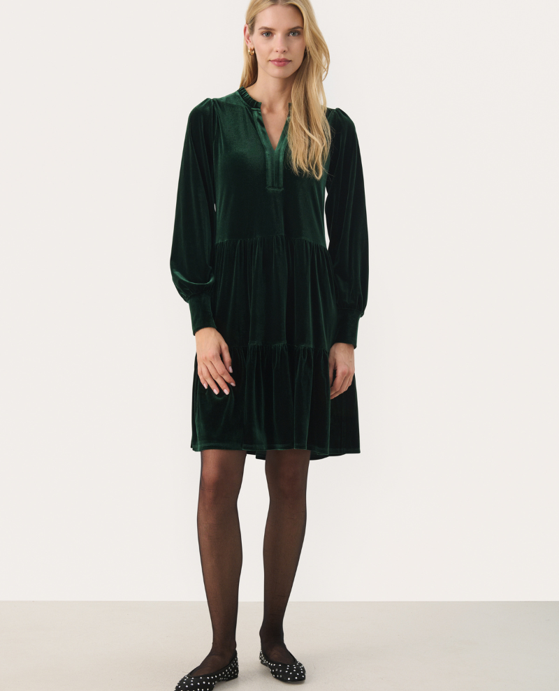 Part Two Viggase Sycamore Green Velvet Short Dress