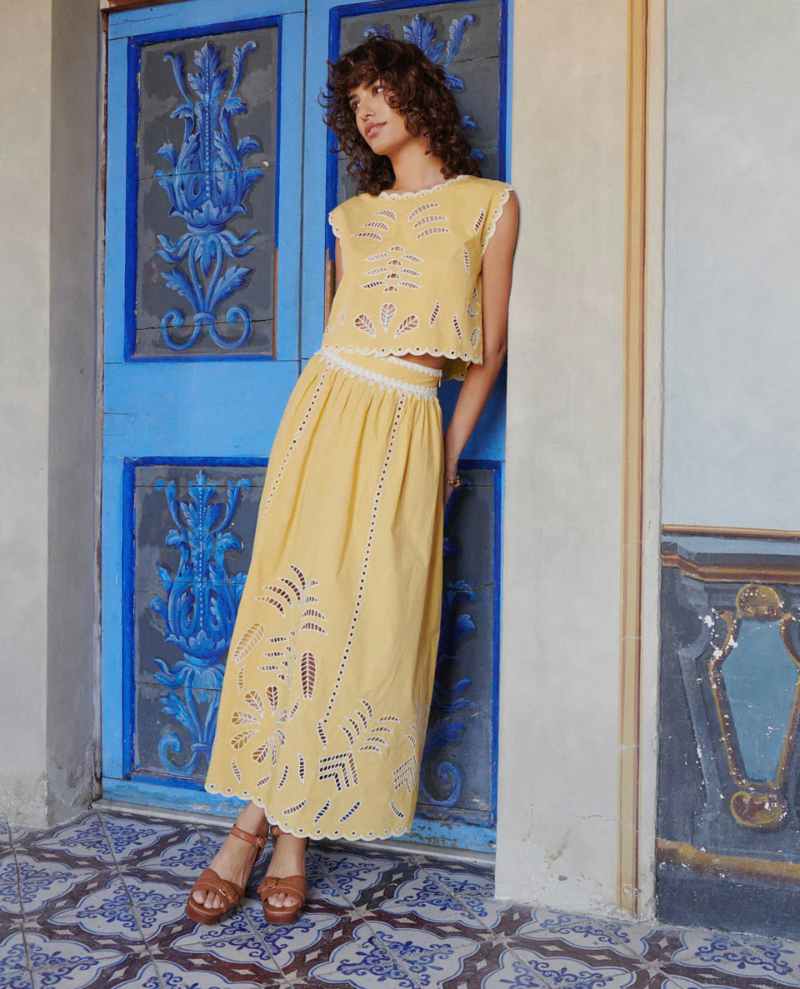 Petite Mendigote Jose Yellow Midi Skirt