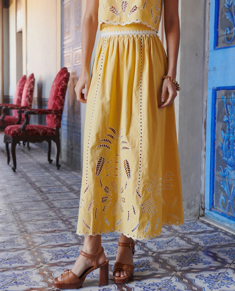 Petite Mendigote Jose Yellow Midi Skirt