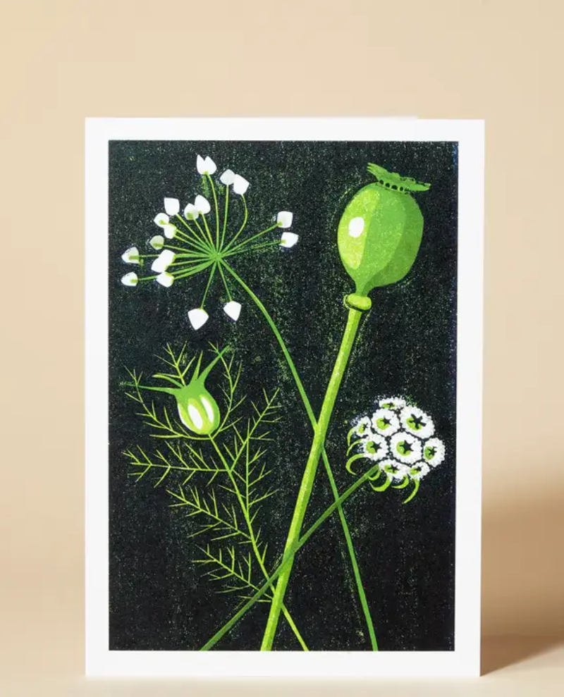 Pressed and Folded Seed Heads Greeting Card