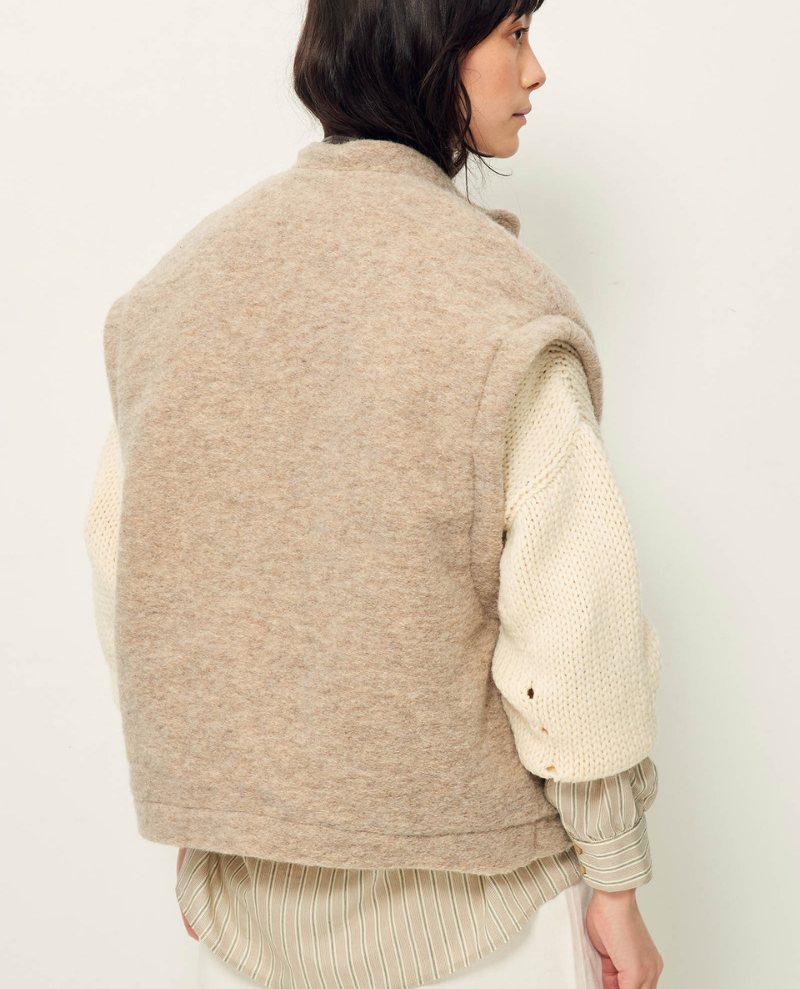 Sessun Herria Fossil Cream Wool Gilet