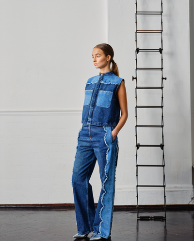 Seventy Mochi Ari Scalloped Denim Waistcoat