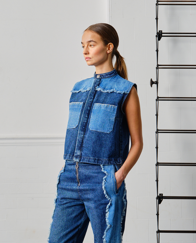 Seventy Mochi Ari Scalloped Denim Waistcoat