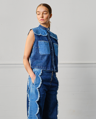 Seventy Mochi Ari Scalloped Denim Waistcoat