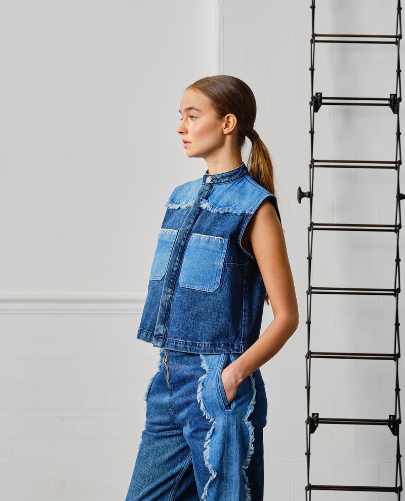 Seventy Mochi Ari Scalloped Denim Waistcoat