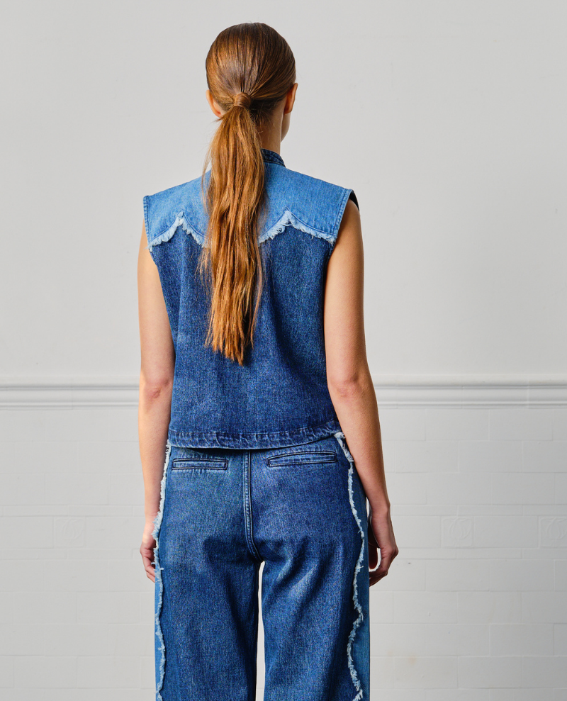 Seventy Mochi Ari Scalloped Denim Waistcoat