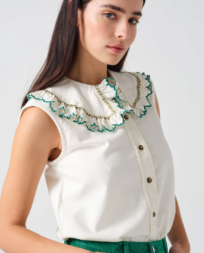 Seventy + Mochi Daisy Sleeveless Ecru Blouse