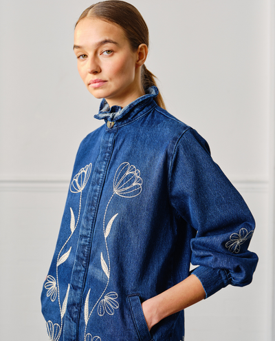 Seventy Mochi Flor Pablo American Blue Embroidered Denim Jacket