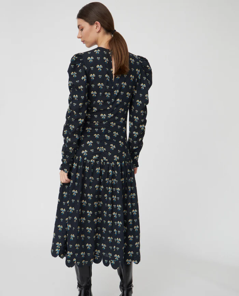 Stella Nova Blue Bow Print Midi Dress