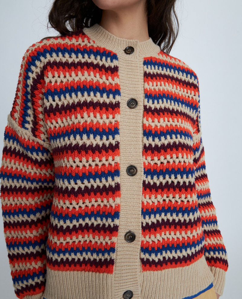 Stella Nova Italian Wool Multi Stripe Cardigan