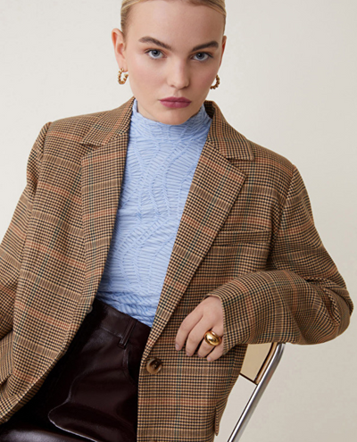 Suncoo Dolly Brown Check Blazer