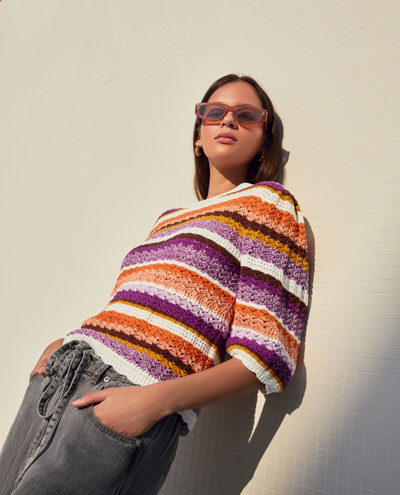 Suncoo Panaca Violet Stripe Crew Knit