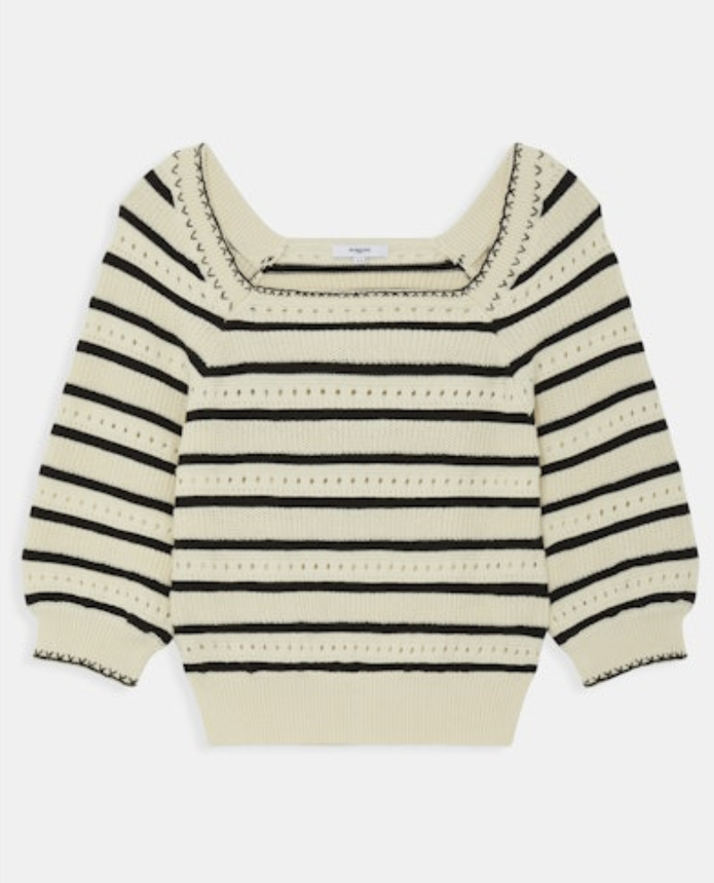 Suncoo Patrici Stripe Square Neck Knit