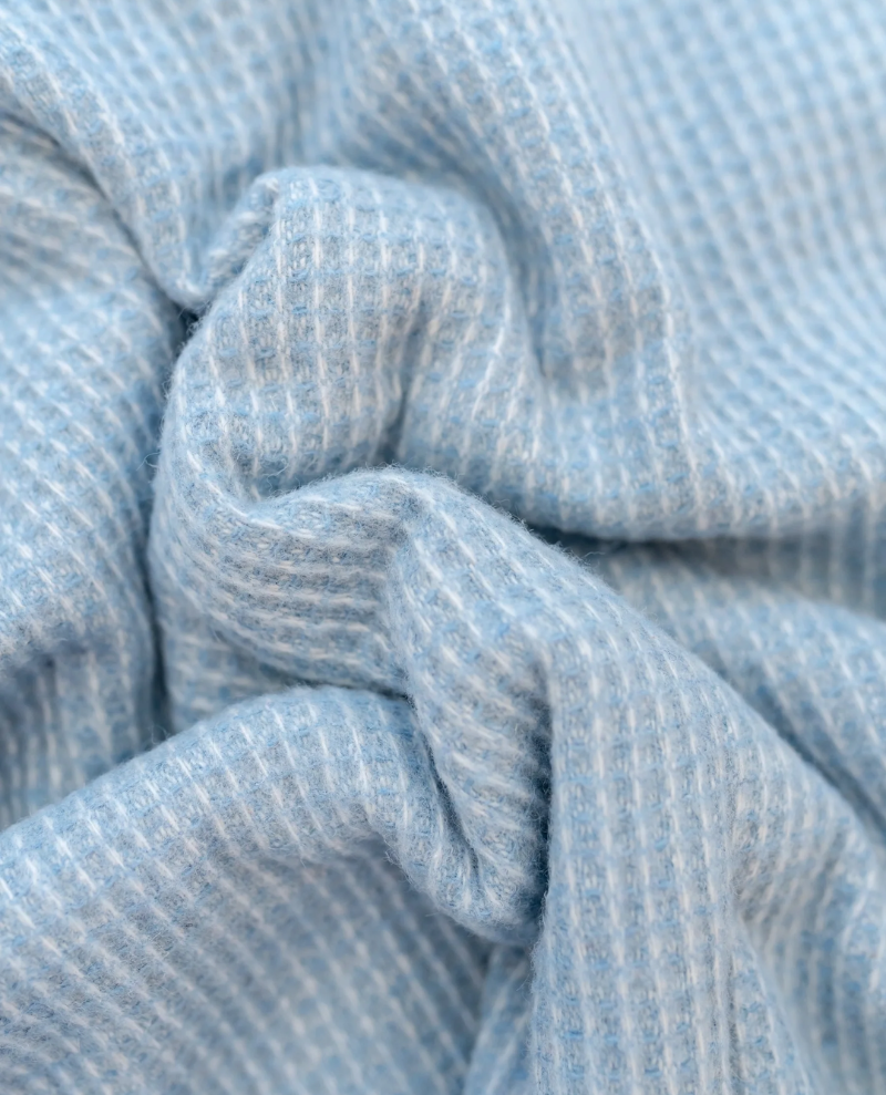 TBCo. Recycled Wool Blanket in Azure Blue Waffle