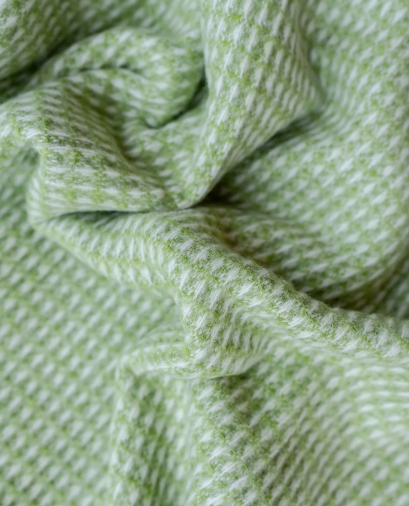 TBCo. Recycled Wool Blanket in Light Green Waffle