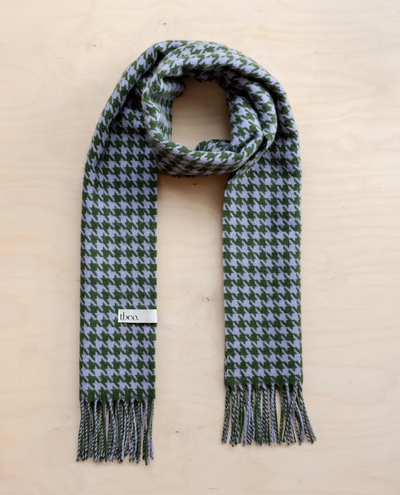 TBCo Lambswool Olive Houndstooth Blanket Scarf