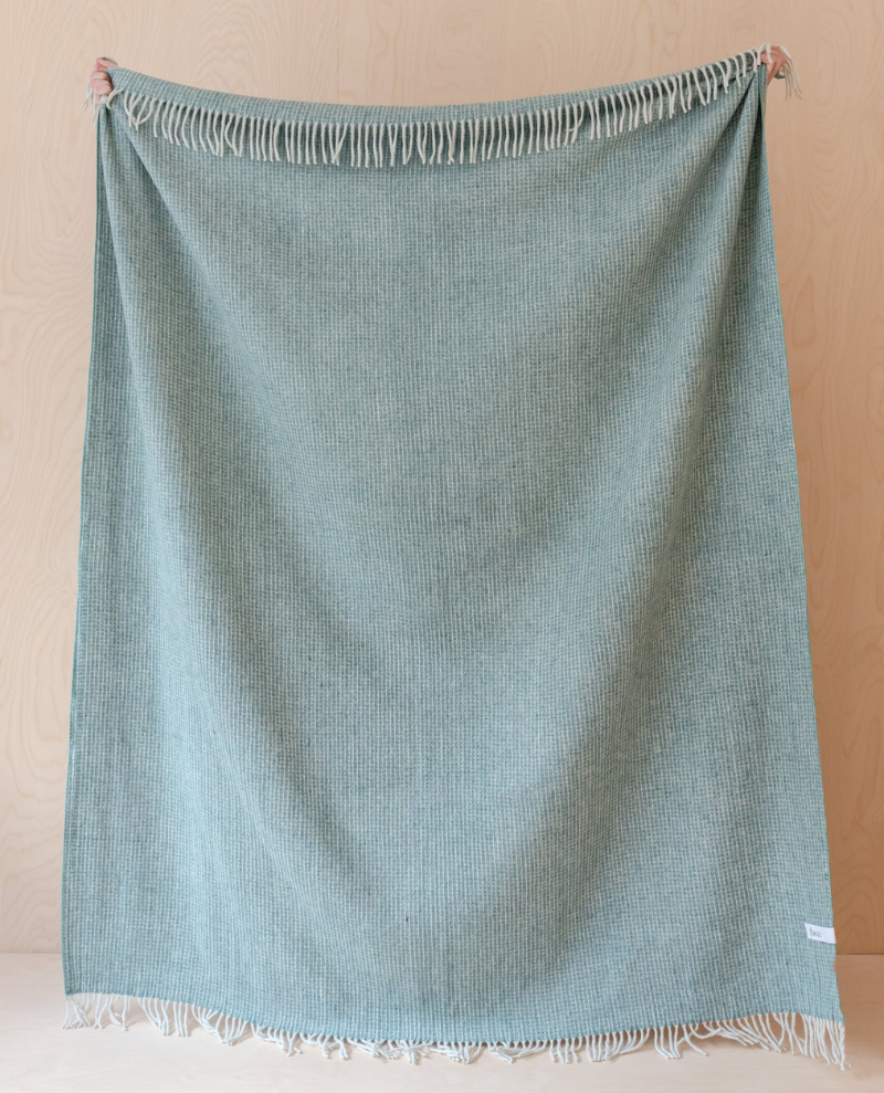 TBCo Recycled Wool Sage Waffle Blanket