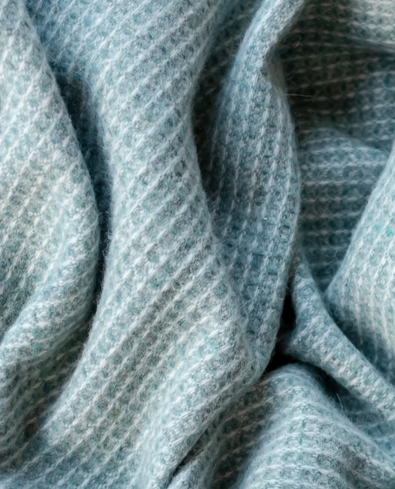 TBCo Recycled Wool Sage Waffle Blanket