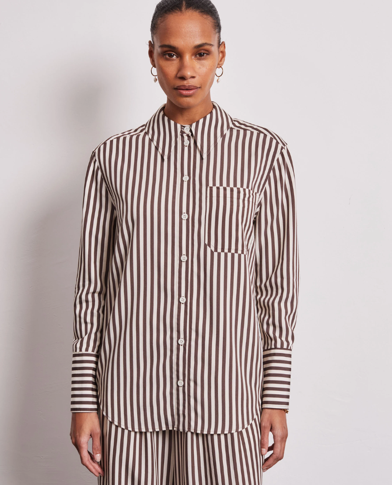 Vivere Lois Brown Stripe Shirt