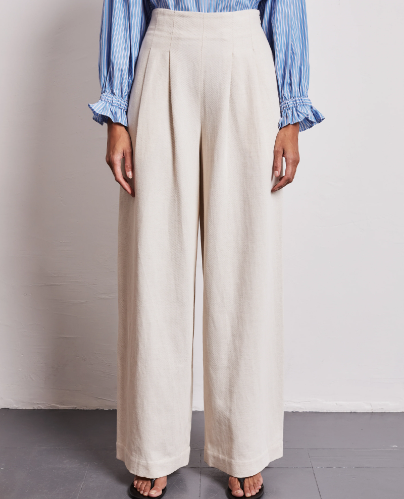 Vivere Nellie Ecru Wide Leg Trousers