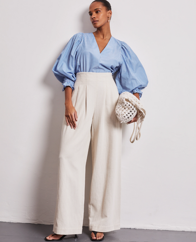 Vivere Nellie Ecru Wide Leg Trousers