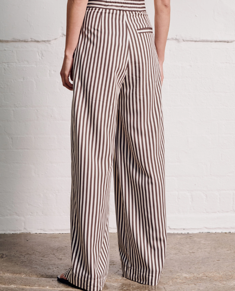 Vivere Nellie Brown Stripe Wide Leg Trousers