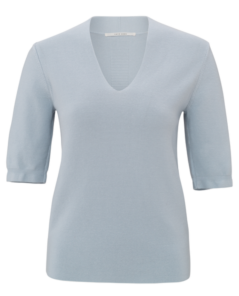 Yaya Dawn Blue V-Neck Knit