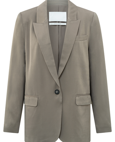 Yaya Clay Pebble Grey Satin Blazer