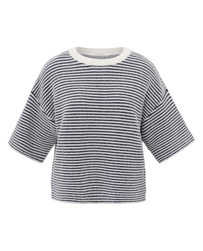 Yaya Fluffy Stripe Short Sleeve Knit