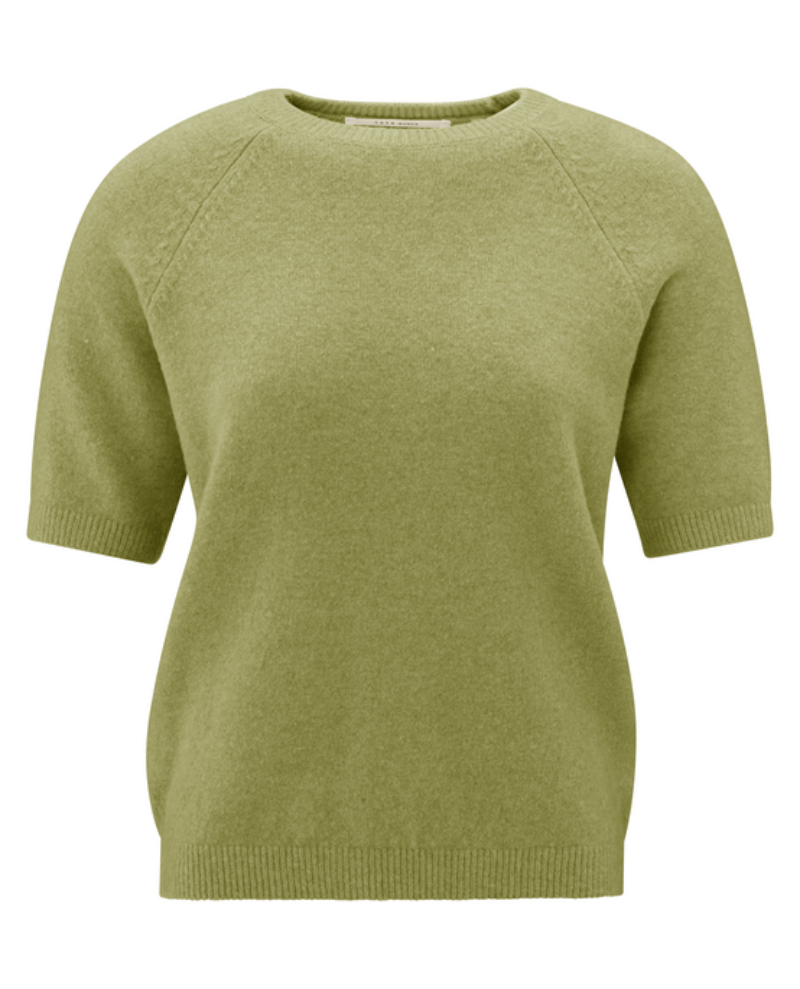 Yaya Olive Short Sleeve Knit