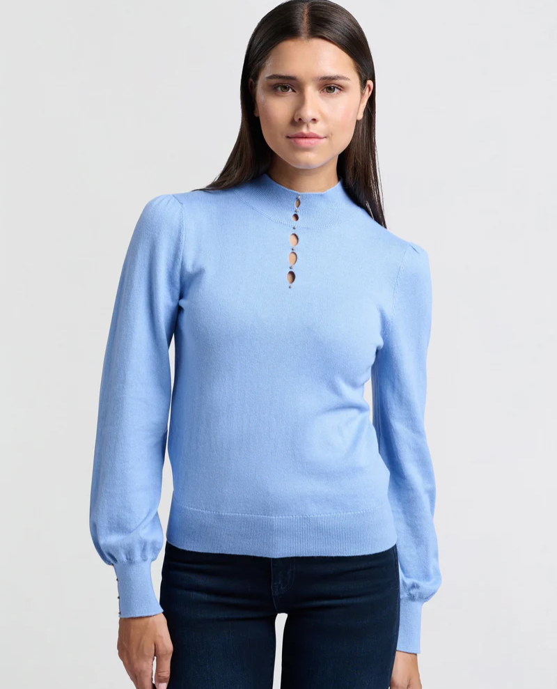 Yaya Bel Air Blue turtleneck knit