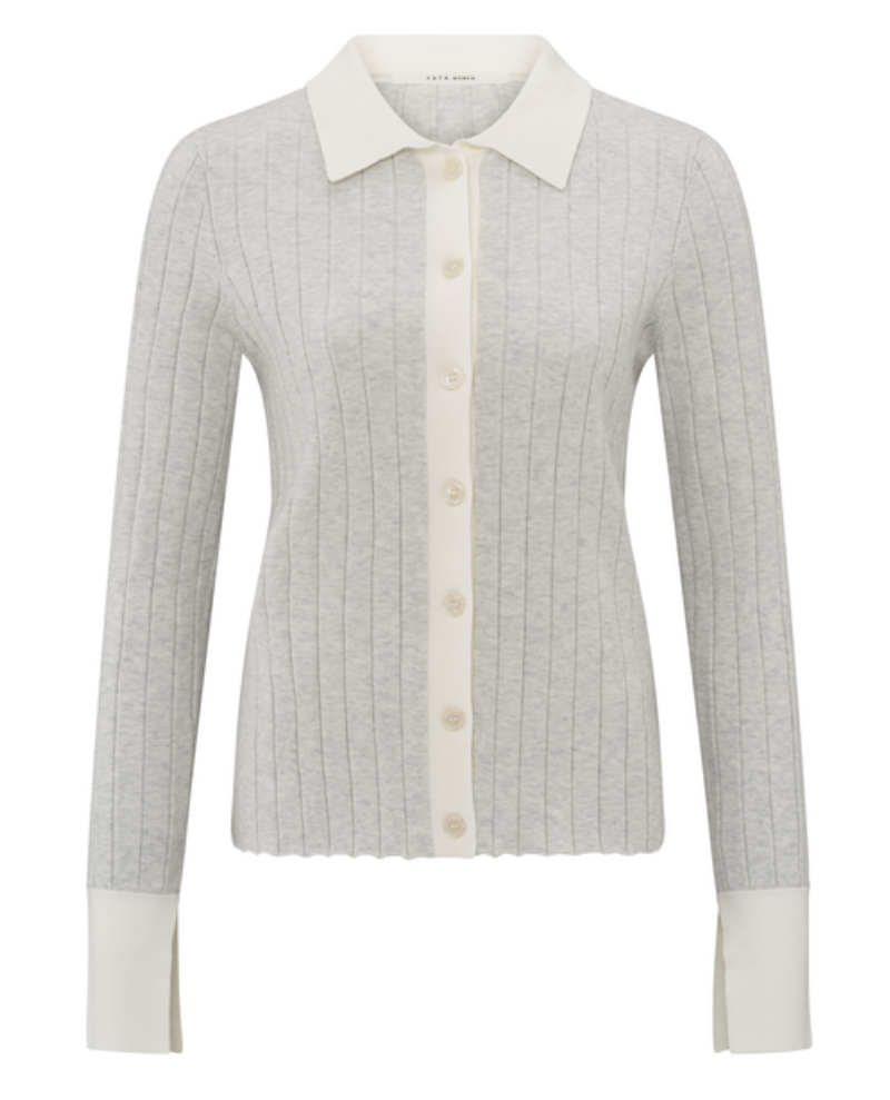 Yaya Ice Rib Collar Cardigan