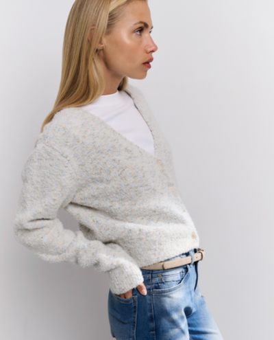 Yaya Boucle White Cardigan