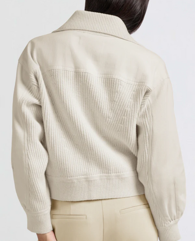 Yaya Off White Twill Collar Cardigan