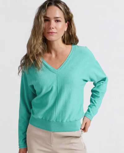 Yaya Pool Blue V-Neck Knit