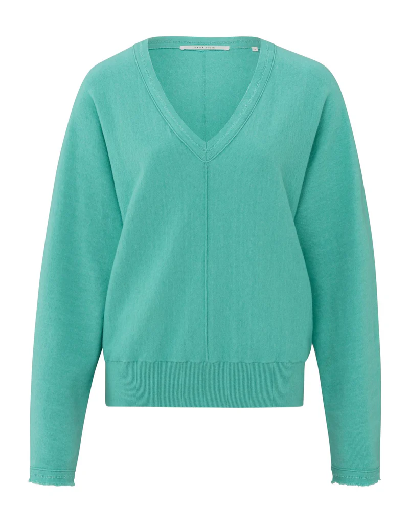 Yaya Pool Blue V-Neck Knit