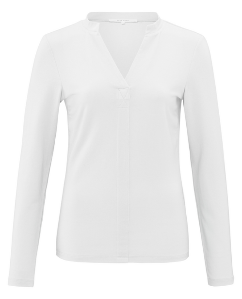 Yaya White Henley Long Sleeve T-Shirt