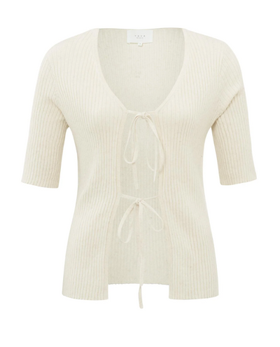 Yaya Beige Short Sleeve Cardigan