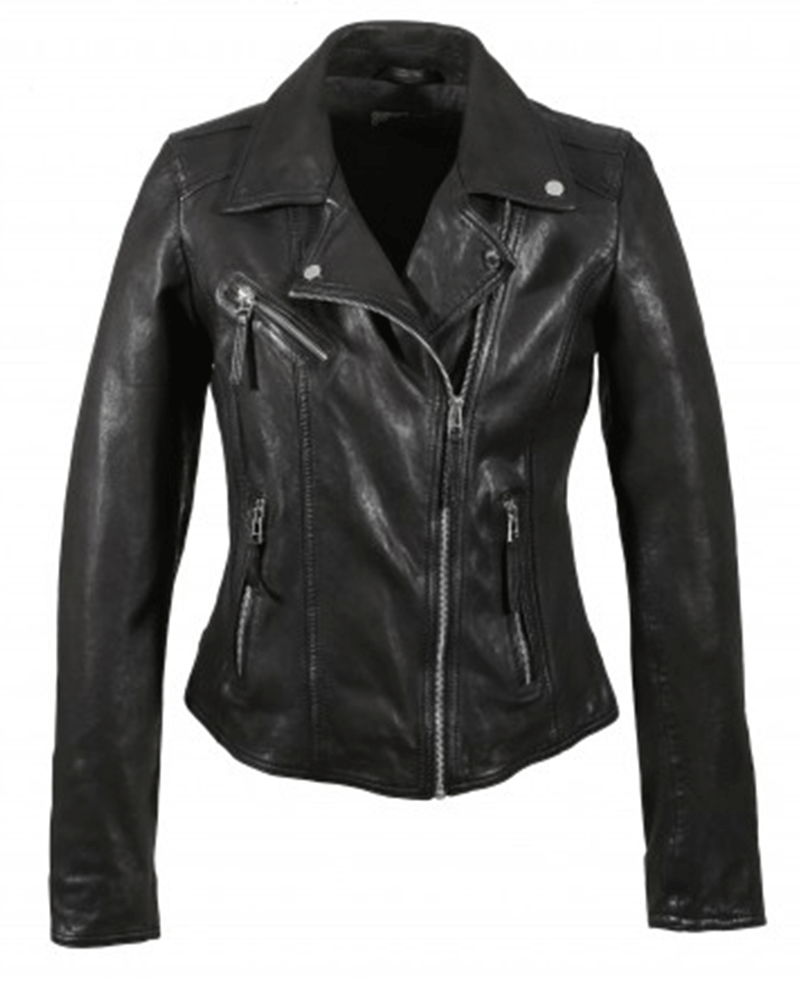 oakwood clips black leather biker jacket 