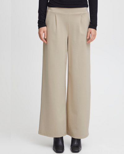 Ichi Kate Doeskin Long Wide Leg Trousers