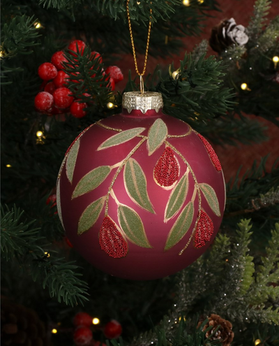 Xmas Cerise Beaded Fruit Bauble