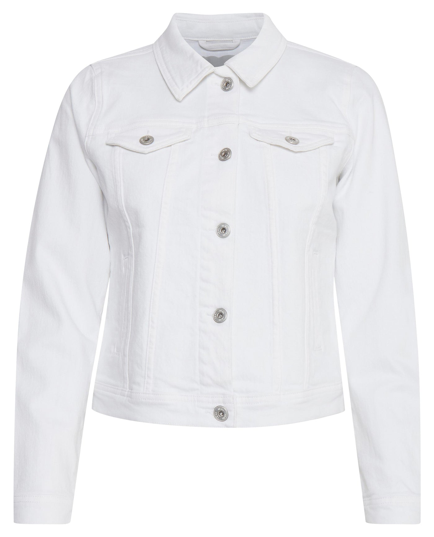 Ichi Ziggy Button Cuff White Denim Jacket