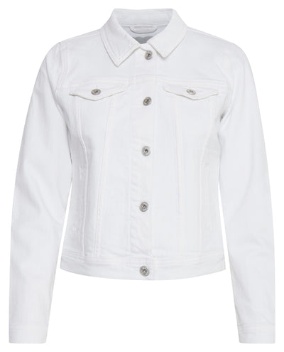 Ichi Ziggy Button Cuff White Denim Jacket